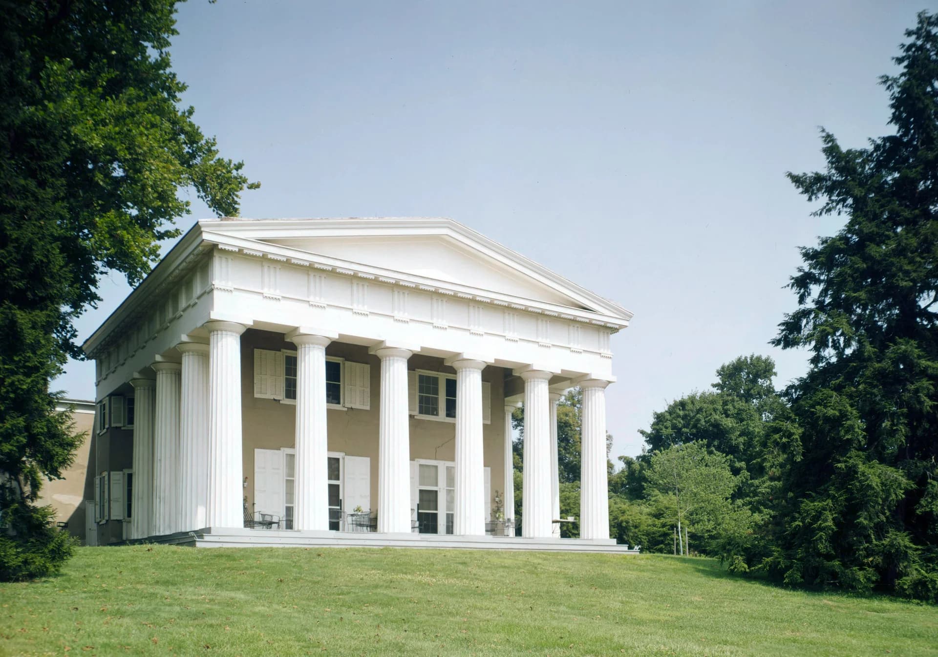 The columned Greek Revival mansion at Andalusia in Bensalem