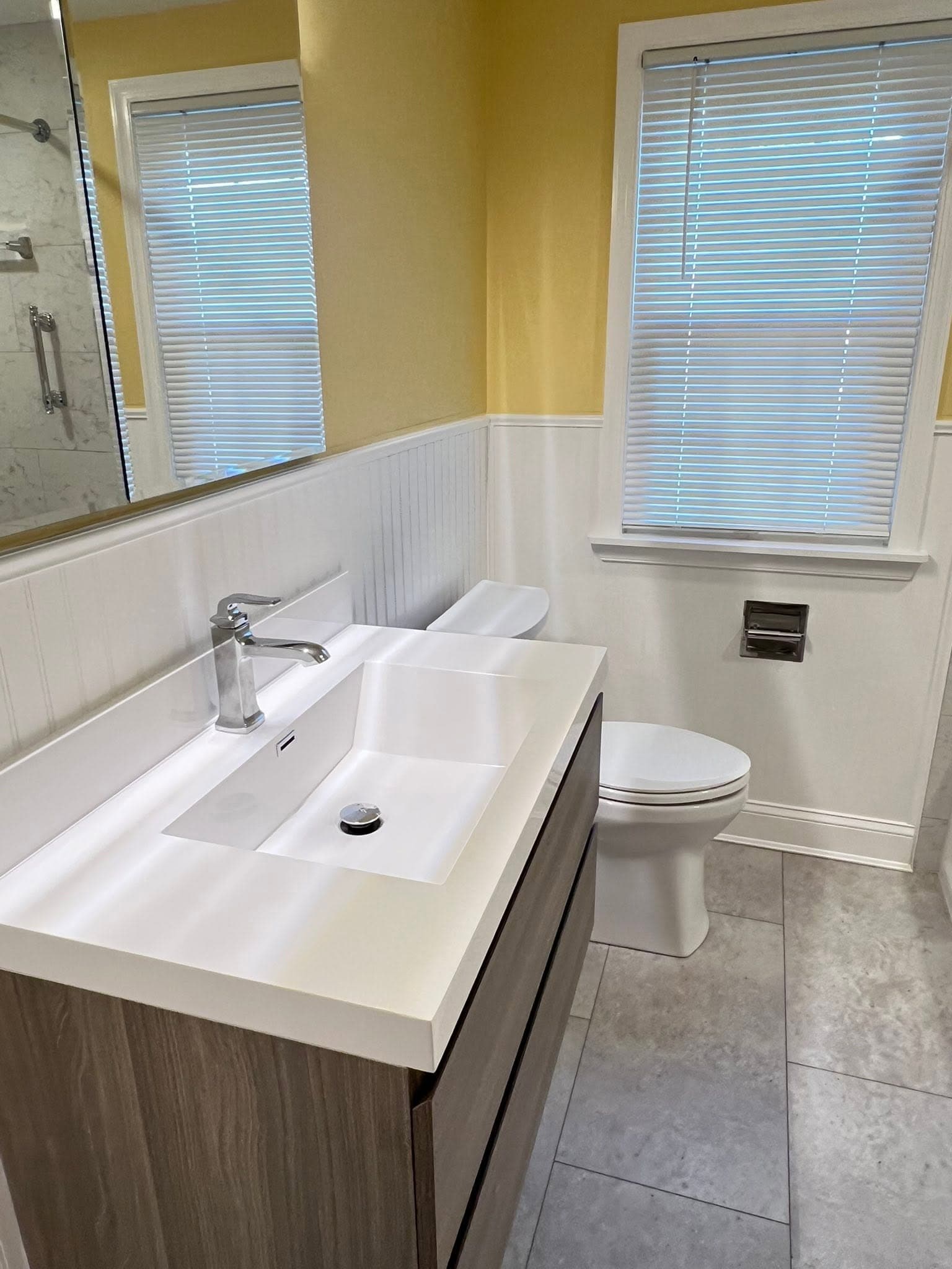 Bathroom with modern vanity, after view 1
